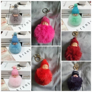 BABY doll pom-pom bag charms/keychains.